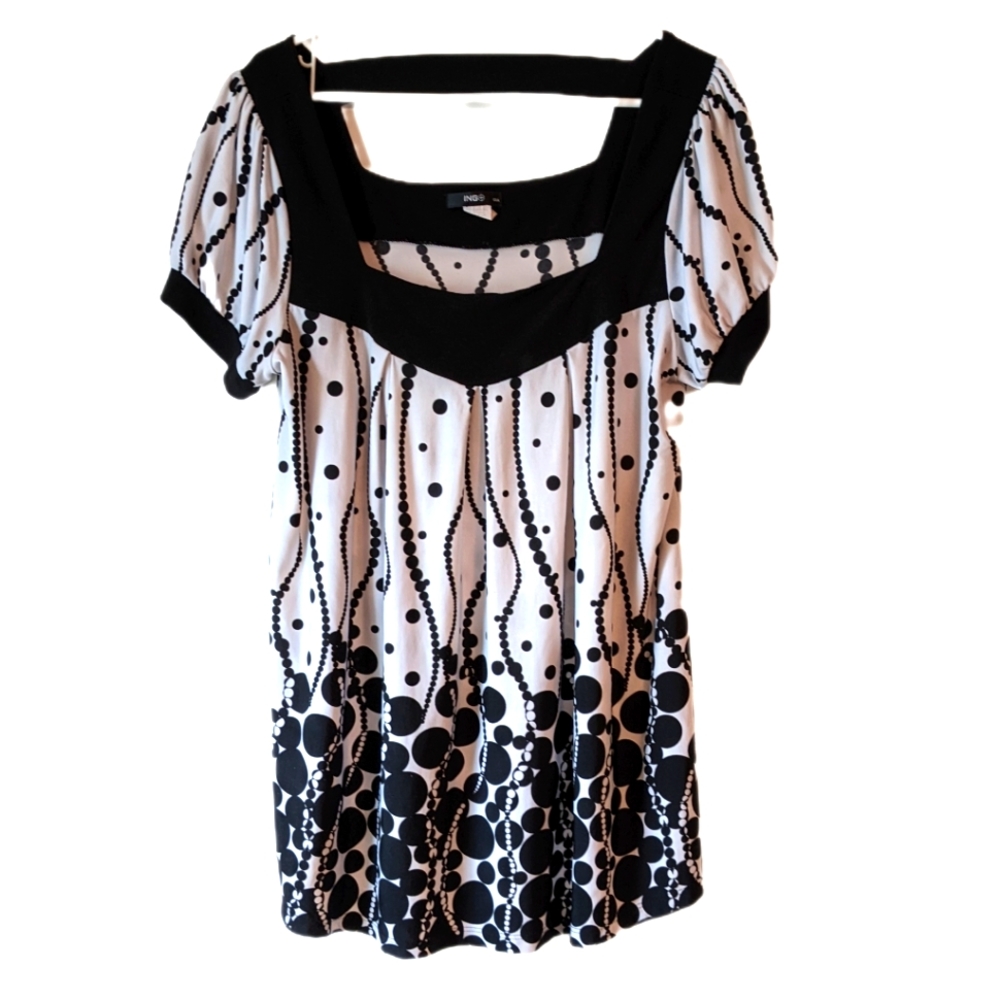 3 for $10 Sale ING Black and White Women's Blouse 1X - Picture 1 of 3